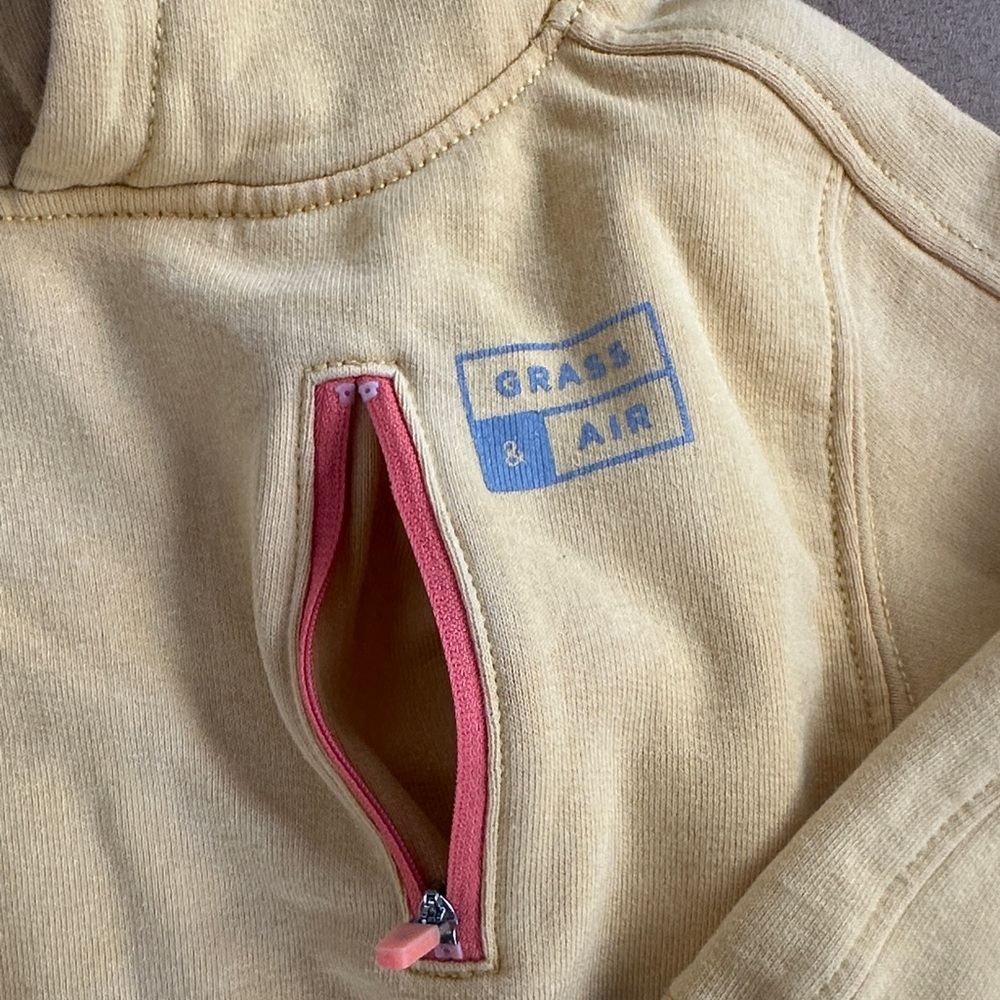 Grass & Air Kids Yellow Hoodie with Blue Cuffs - Picture 2 of 7